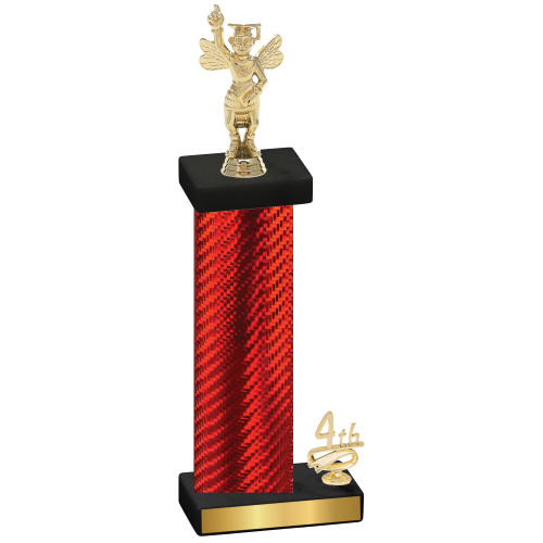 Accented Single Red Carbon Fiber Fourth Place Academics Trophy