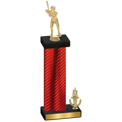 Accented Single Red Carbon Fiber Victory Baseball Trophy