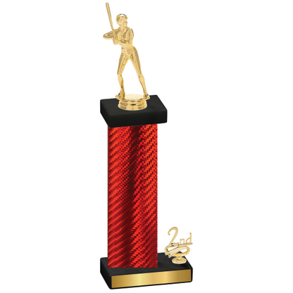 Accented Single Red Carbon Fiber Second Place Softball Trophy