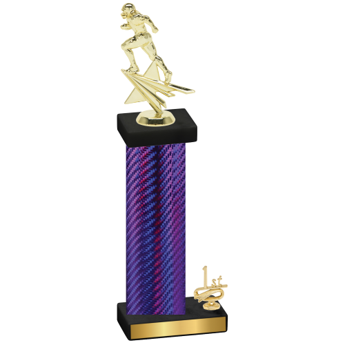 Accented Single Purple Carbon Fiber First Place Football Trophy