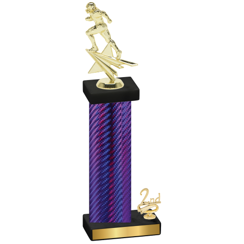 Accented Single Purple Carbon Fiber Second Place Football Trophy