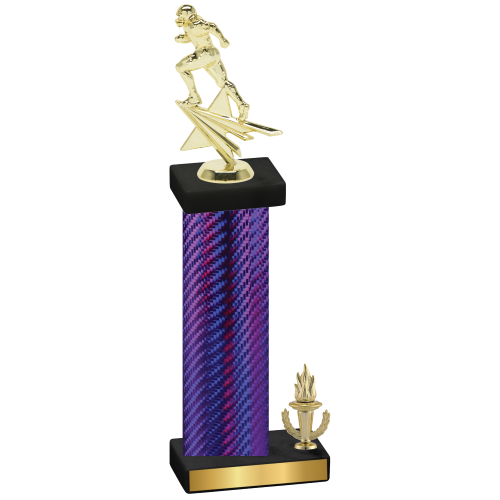 Accented Single Purple Carbon Fiber Victory Football Trophy