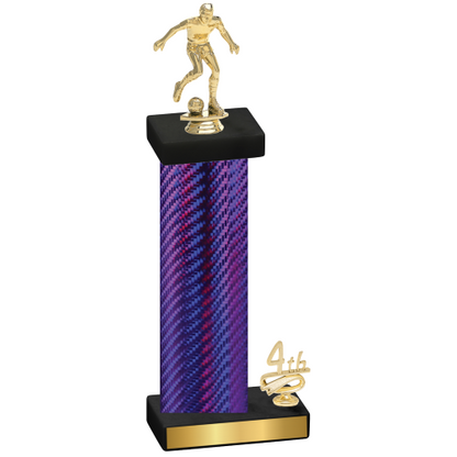 Accented Single Purple Carbon Fiber Fourth Place Soccer Trophy