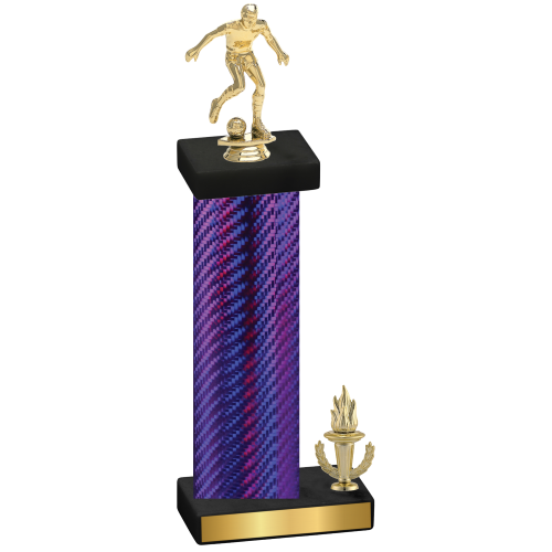 Accented Single Purple Carbon Fiber Victory Soccer Trophy