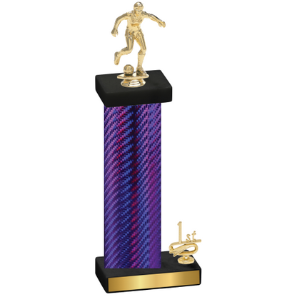 Accented Single Purple Carbon Fiber First Place Soccer Trophy