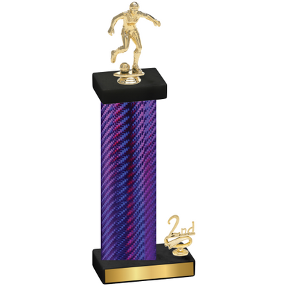 Accented Single Purple Carbon Fiber Second Place Soccer Trophy