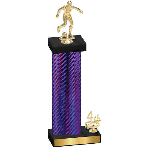 Accented Single Purple Carbon Fiber Fourth Place Soccer Trophy