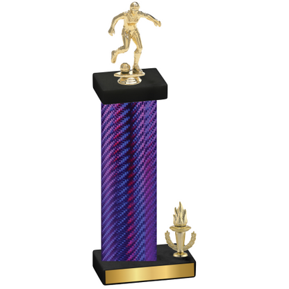 Accented Single Purple Carbon Fiber Victory Soccer Trophy
