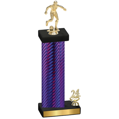 Accented Single Purple Carbon Fiber Year Soccer Trophy