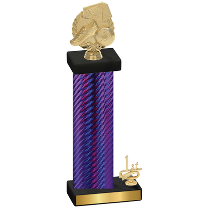 Accented Single Purple Carbon Fiber First Place Soccer Trophy