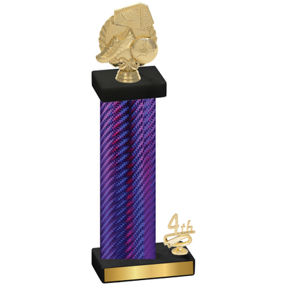 Accented Single Purple Carbon Fiber Fourth Place Soccer Trophy