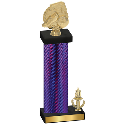 Accented Single Purple Carbon Fiber Victory Soccer Trophy