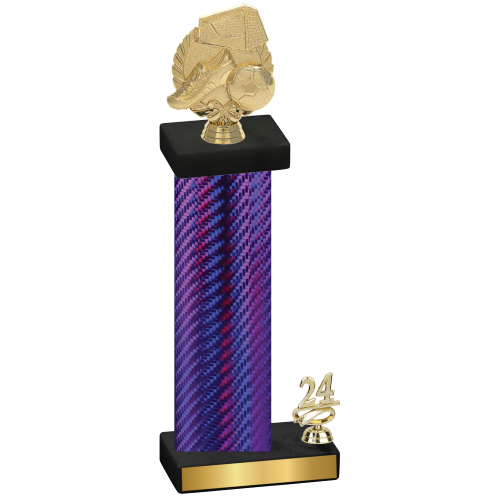 Accented Single Purple Carbon Fiber Year Soccer Trophy