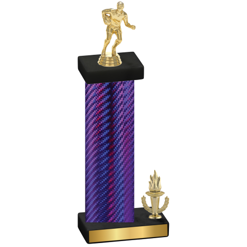 Accented Single Purple Carbon Fiber Victory Rugby Trophy