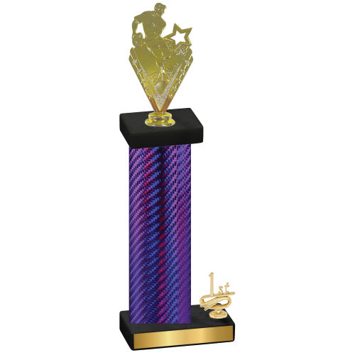 Accented Single Purple Carbon Fiber First Place Rugby Trophy