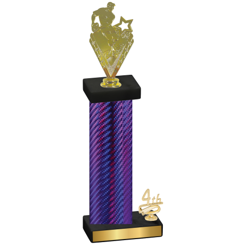 Accented Single Purple Carbon Fiber Fourth Place Rugby Trophy