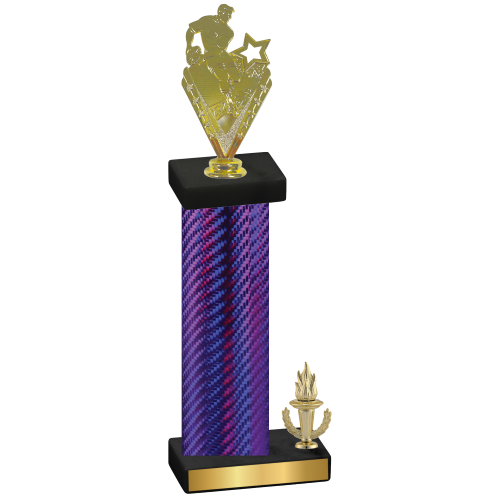 Accented Single Purple Carbon Fiber Victory Rugby Trophy