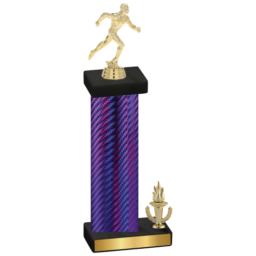 Accented Single Purple Carbon Fiber Victory Running Trophy