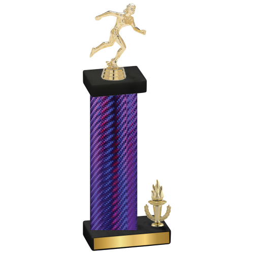 Accented Single Purple Carbon Fiber Victory Running Trophy