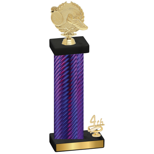 Accented Single Purple Carbon Fiber Fourth Place Running Trophy