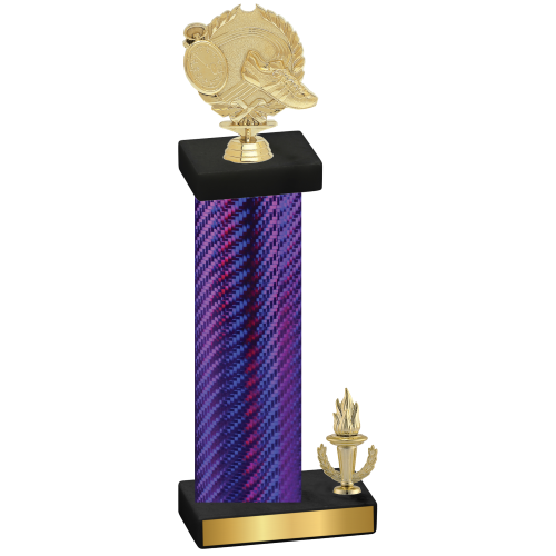 Accented Single Purple Carbon Fiber Victory Running Trophy