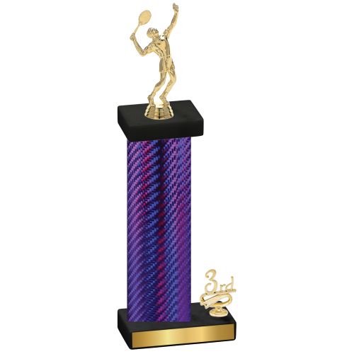 Accented Single Purple Carbon Fiber Third Place Tennis Trophy