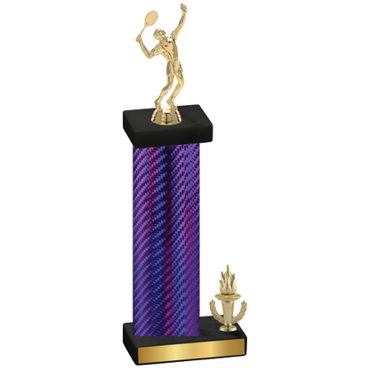 Accented Single Purple Carbon Fiber Victory Tennis Trophy