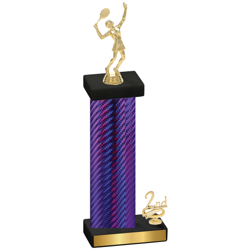 Accented Single Purple Carbon Fiber Second Place Tennis Trophy