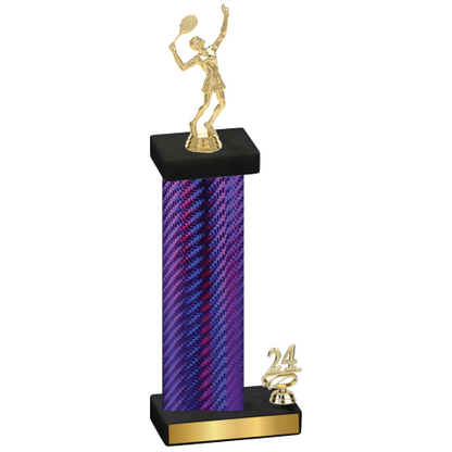 Accented Single Purple Carbon Fiber Year Tennis Trophy