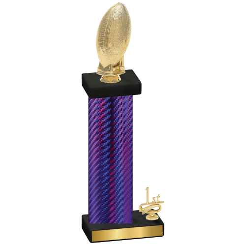 Accented Single Purple Carbon Fiber First Place Football Trophy