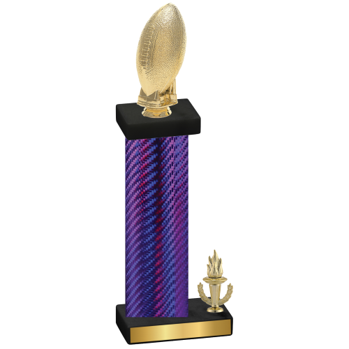 Accented Single Purple Carbon Fiber Victory Football Trophy