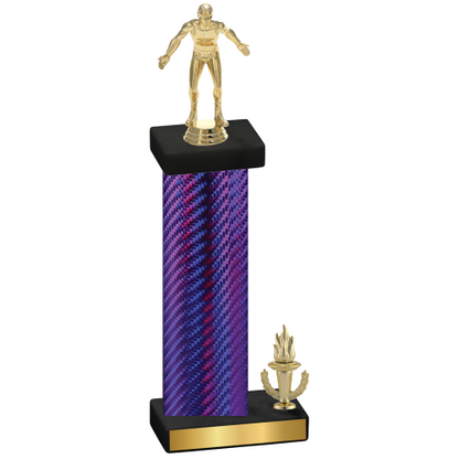 Accented Single Purple Carbon Fiber Victory Wrestling Trophy