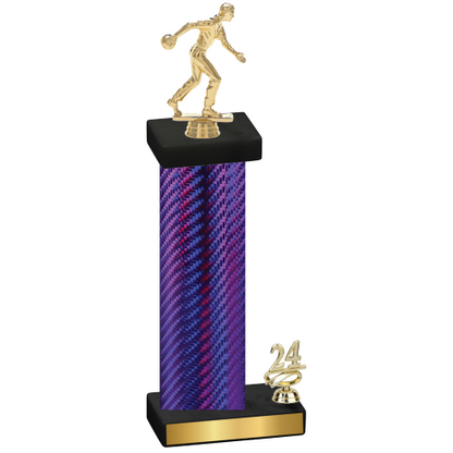 Accented Single Purple Carbon Fiber Year Bowling Trophy