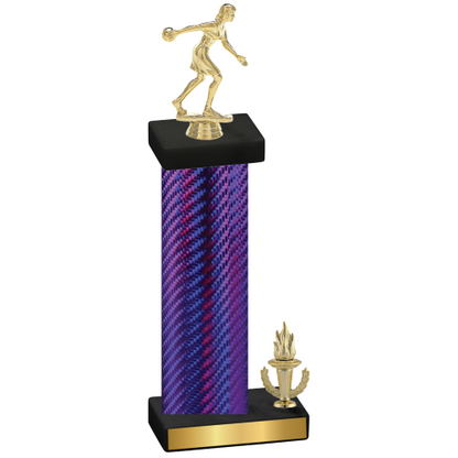 Accented Single Purple Carbon Fiber Victory Bowling Trophy