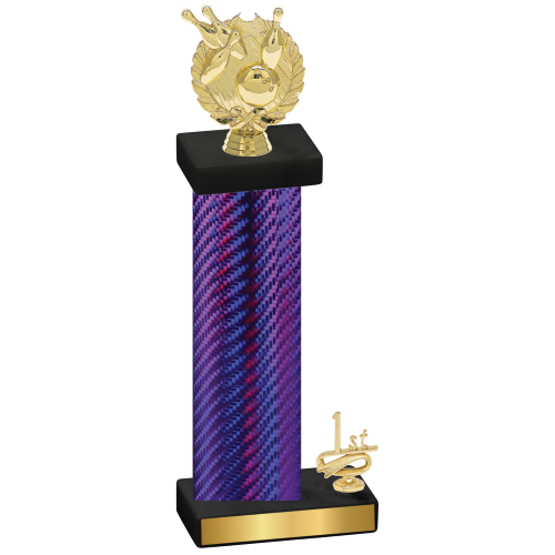 Accented Single Purple Carbon Fiber First Place Bowling Trophy