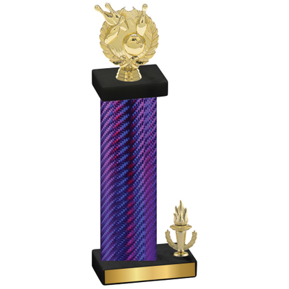 Accented Single Purple Carbon Fiber Victory Bowling Trophy