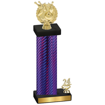 Accented Single Purple Carbon Fiber Year Bowling Trophy