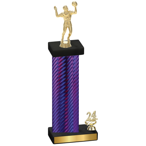 Accented Single Purple Carbon Fiber Year Volleyball Trophy