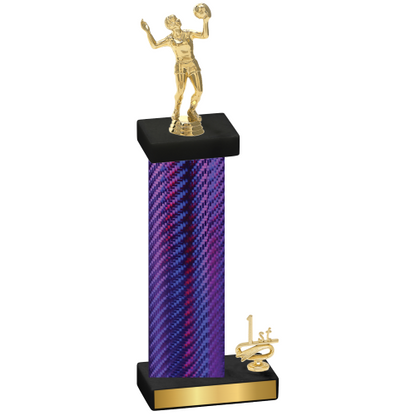 Accented Single Purple Carbon Fiber First Place Volleyball Trophy