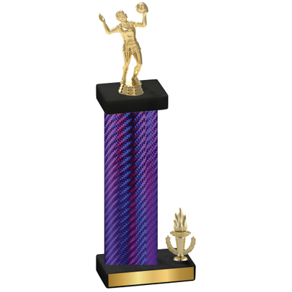 Accented Single Purple Carbon Fiber Victory Volleyball Trophy