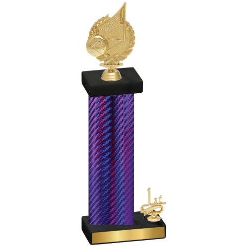 Accented Single Purple Carbon Fiber First Place Volleyball Trophy