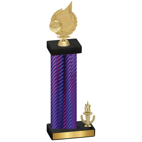 Accented Single Purple Carbon Fiber Victory Volleyball Trophy