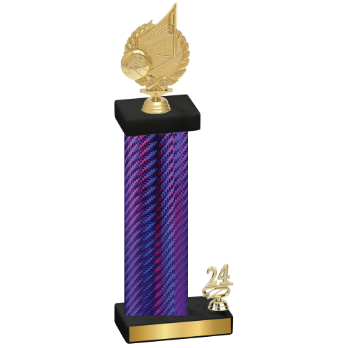 Accented Single Purple Carbon Fiber Year Volleyball Trophy