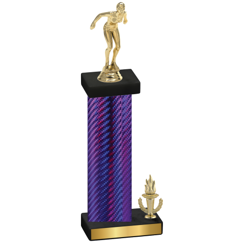 Accented Single Purple Carbon Fiber Victory Tennis Trophy