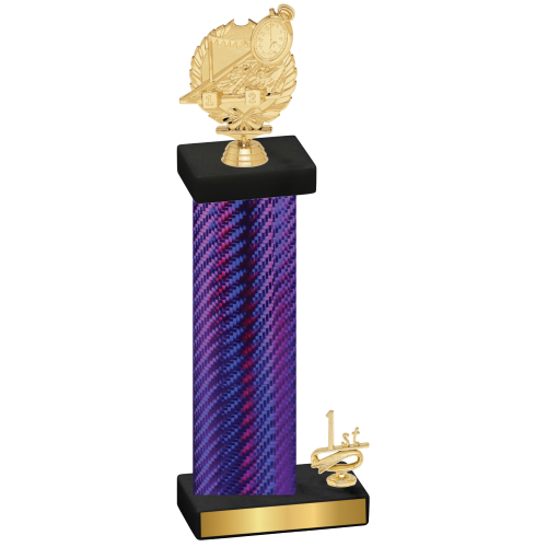 Accented Single Purple Carbon Fiber First Place Swimming Trophy