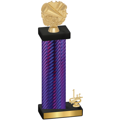 Accented Single Purple Carbon Fiber First Place Cheerleading Trophy