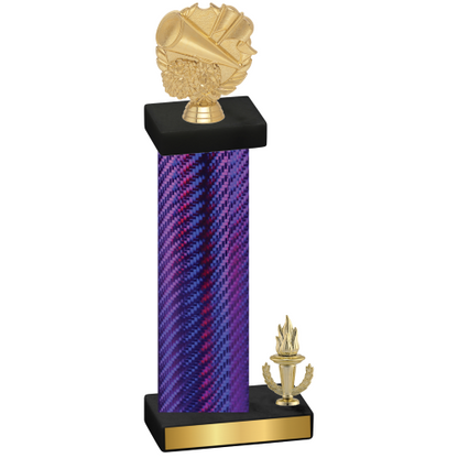 Accented Single Purple Carbon Fiber Victory Cheerleading Trophy