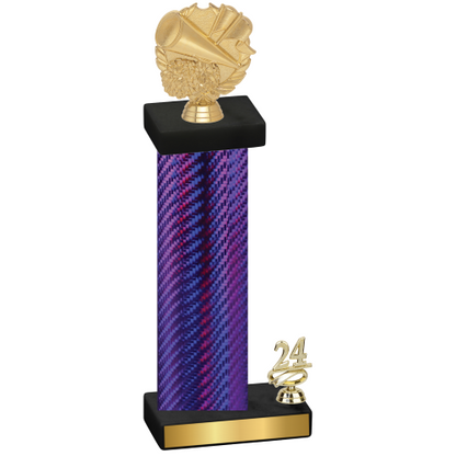 Accented Single Purple Carbon Fiber Year Cheerleading Trophy