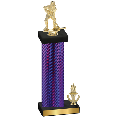 Accented Single Purple Carbon Fiber Victory Hockey Trophy