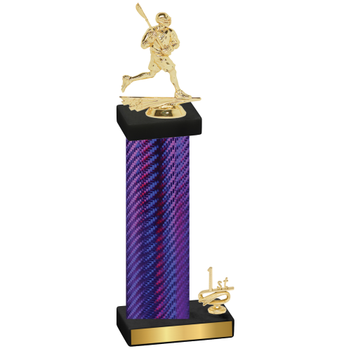 Accented Single Purple Carbon Fiber First Place Lacrosse Trophy